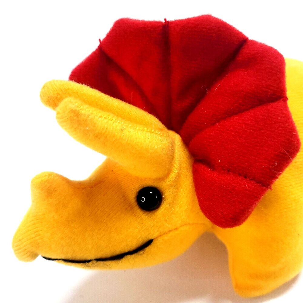 Animal Fair Mini Dinosaur Plush 9" Stuffed Triceratops‎ Toy Orange Red